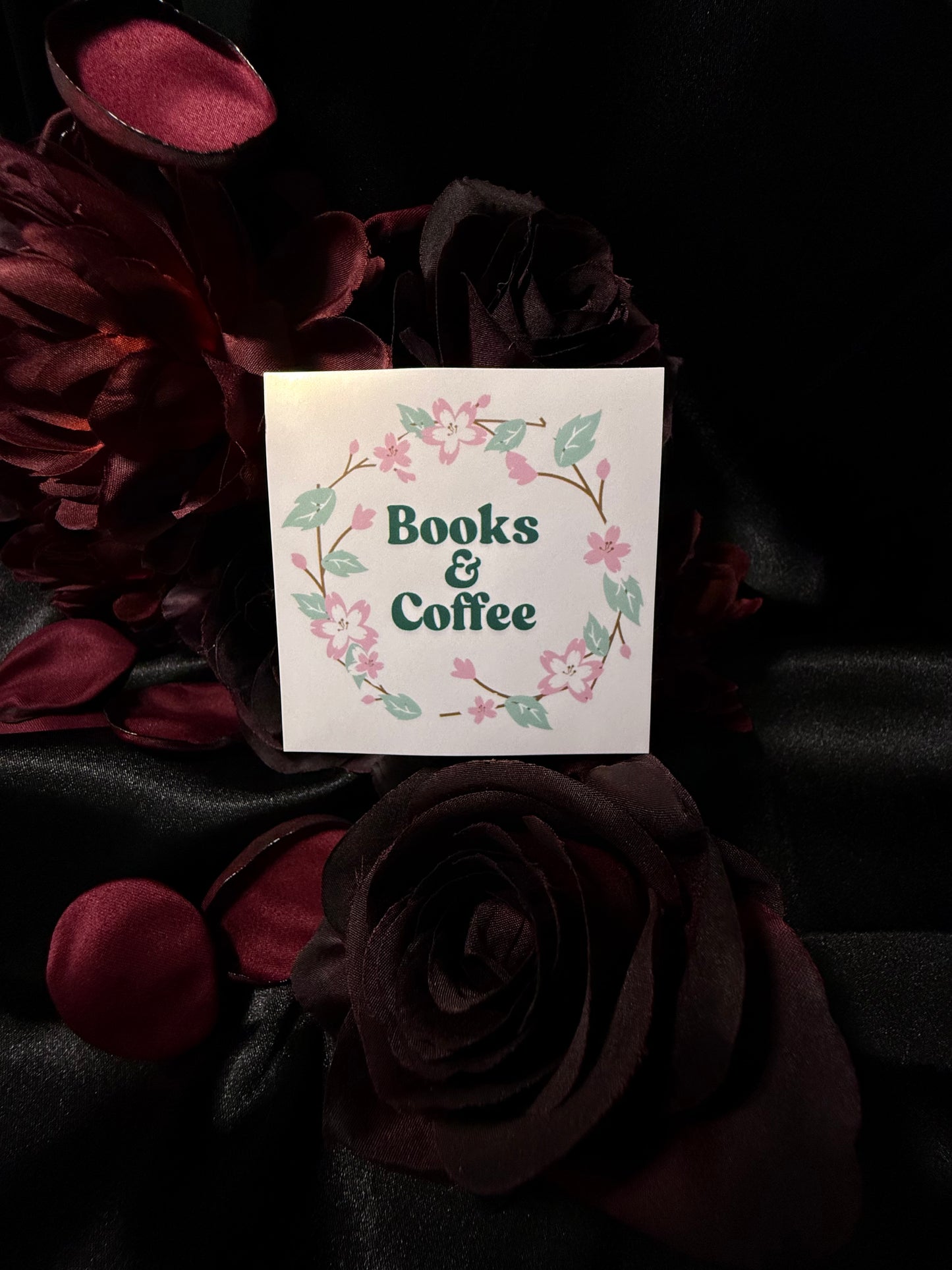 Books and coffee sticker