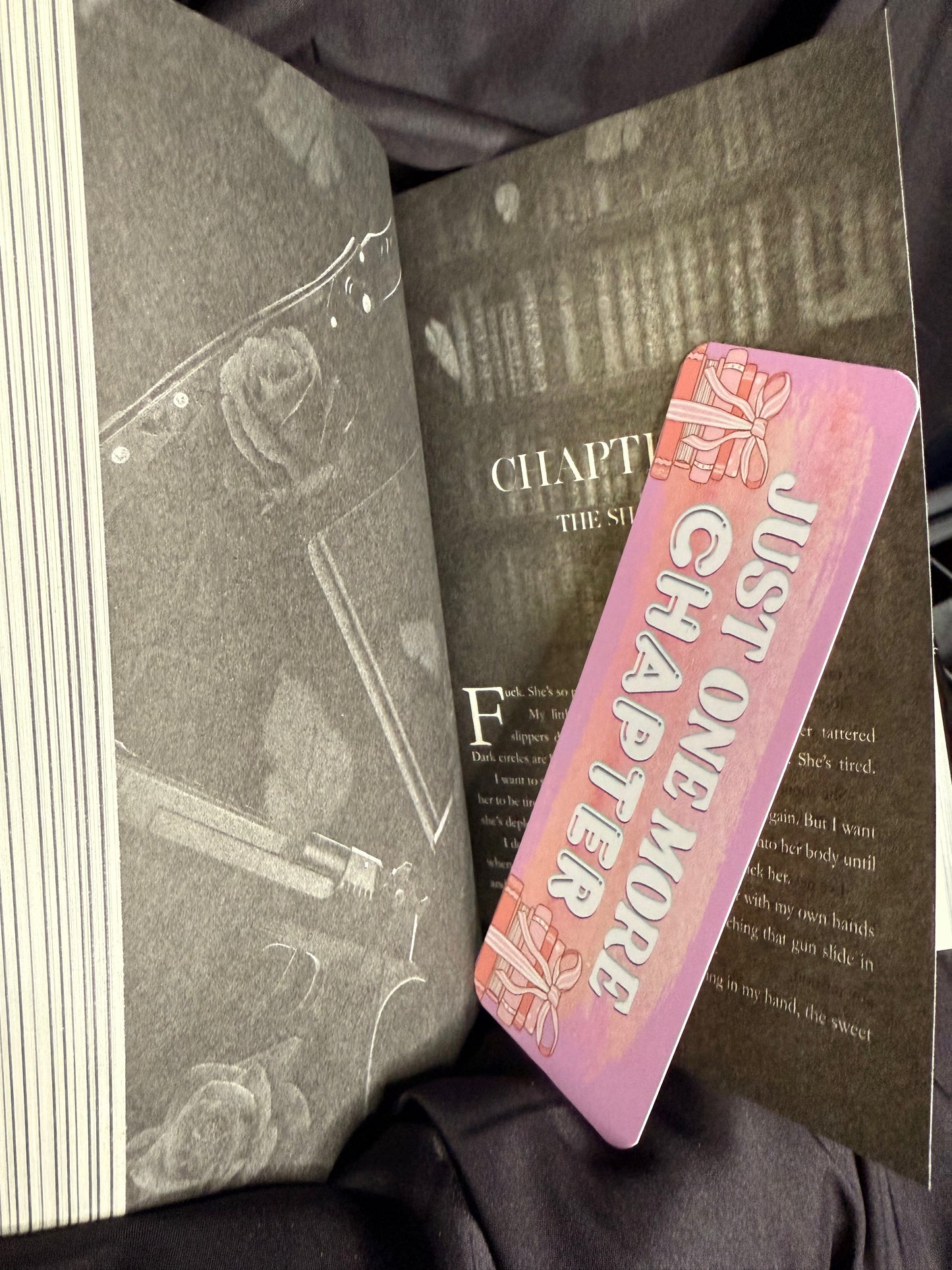 Pink "One more chapter" bookmark