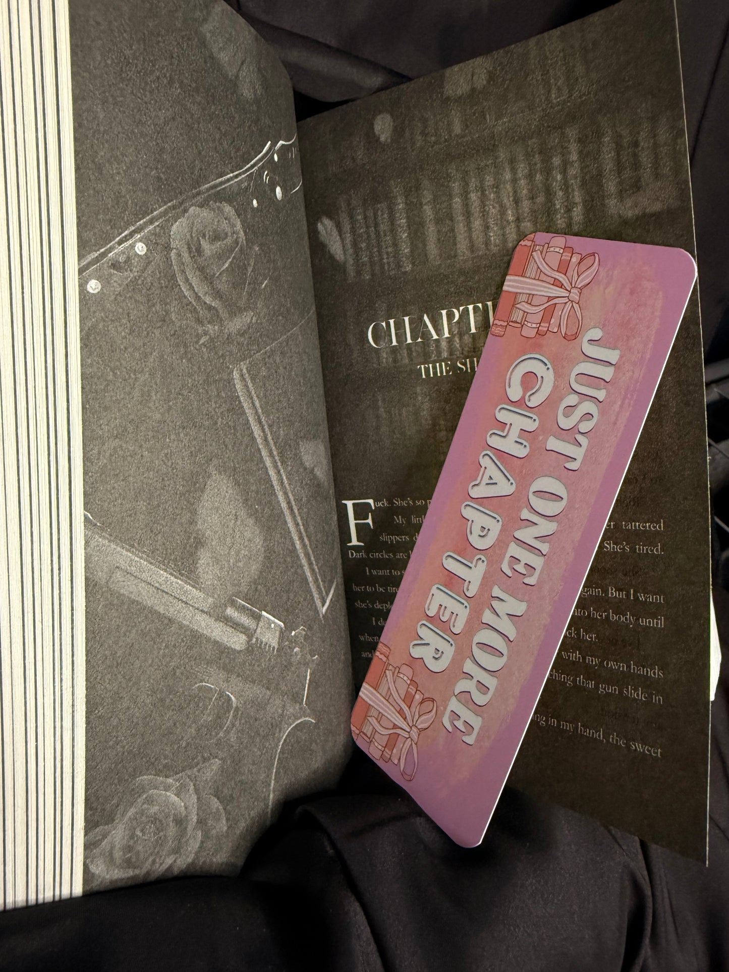 Pink "One more chapter" bookmark