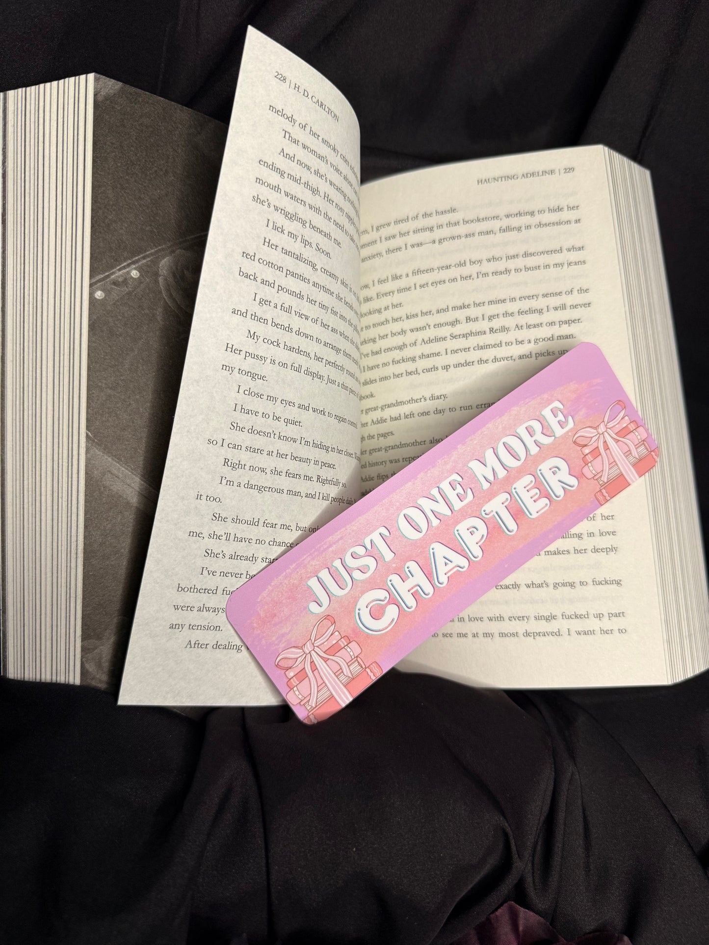 Pink "One more chapter" bookmark