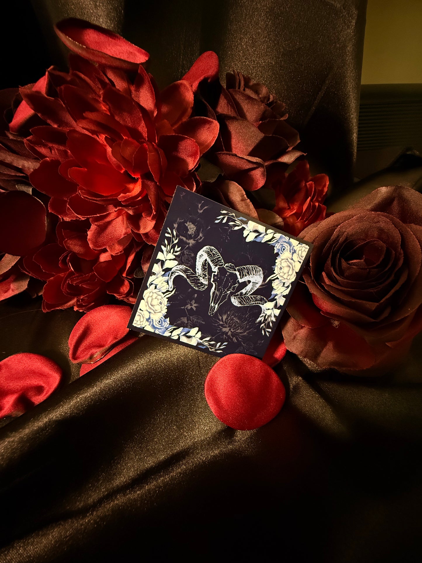 Blue floral skull sticker