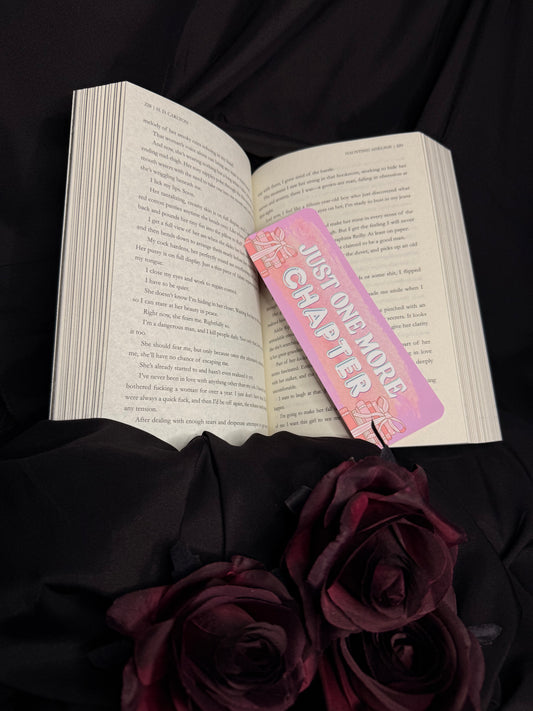 Pink "One more chapter" bookmark