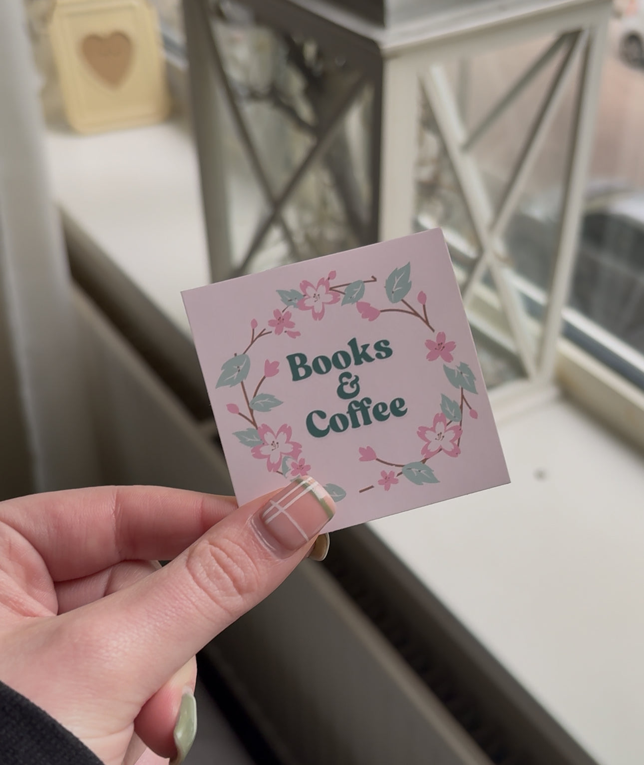 Books and coffee sticker
