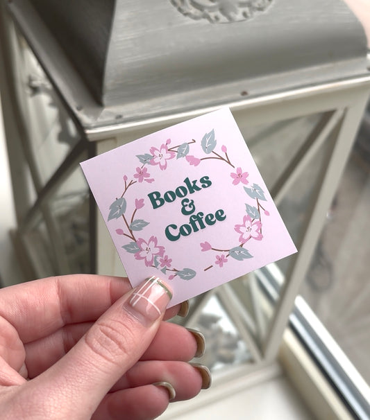 Books and coffee sticker